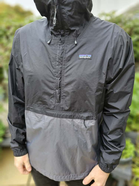 Patagonia H2NO Black/Grey Hooded Torrent Shell Pullover Waterproof Wind Proof Anorak/Jacket/Coat - L/Large