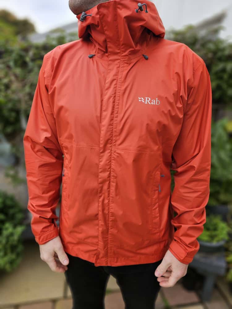 Rab Mens Full Zip Waterproof Taped Seams Outdoor/Hiking Hooded Rain Jacket/Coat - L/Large