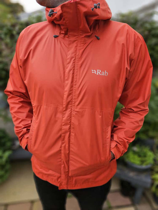 Rab Mens Full Zip Waterproof Taped Seams Outdoor/Hiking Hooded Rain Jacket/Coat - L/Large