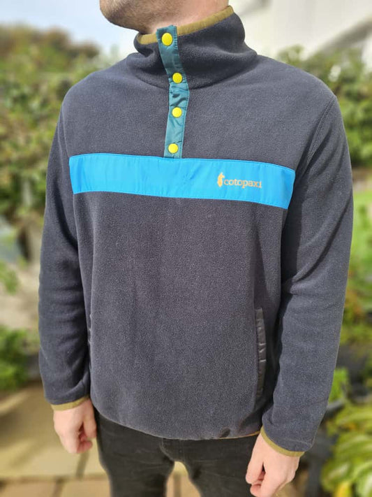 Cotopaxi Mens Navy Snap Button Pullover Fleece Jumper - L/Large