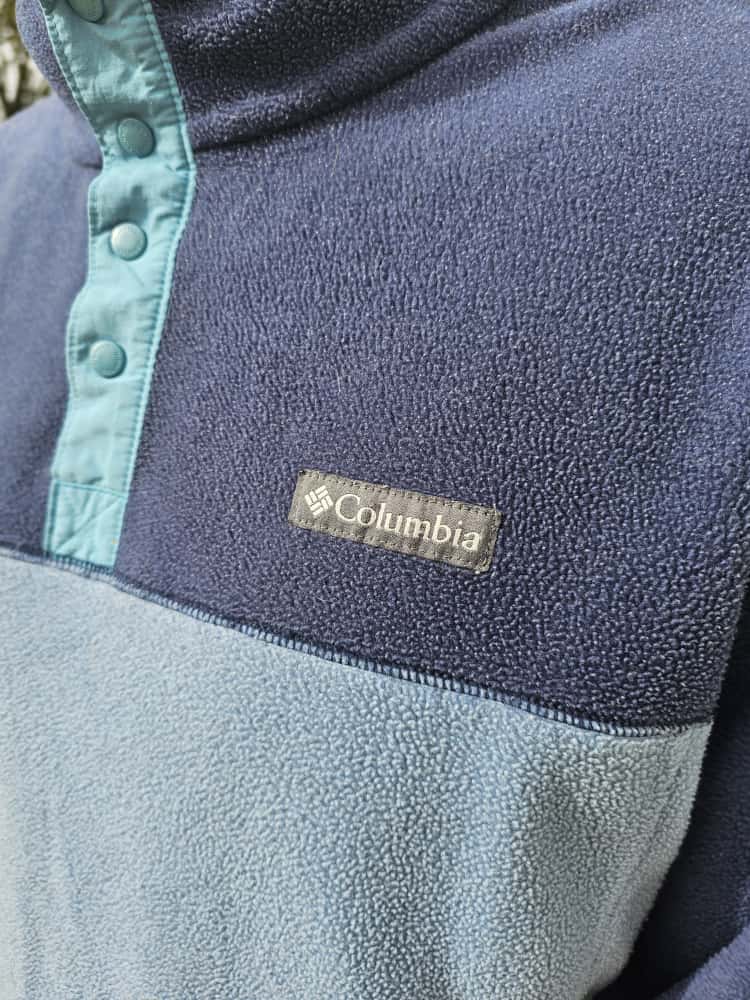 Columbia Mens Snap Button Two Tone Fleece Pullover Jumper - XL/Extra Large