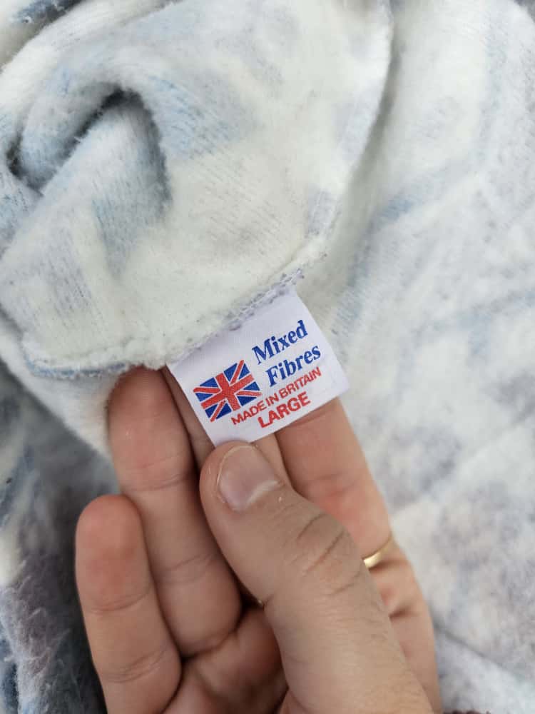 Vintage Made In England 1/4 Zip Fleece Pullover Abstract Snow Flake Pattern - L/Large