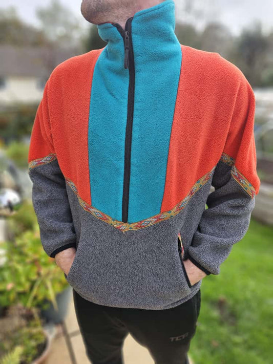 Vintage Jack Wolfskin Aztec Pattern 3/4 Zip Pullover Polarlite Fleece Jumper - M/Medium