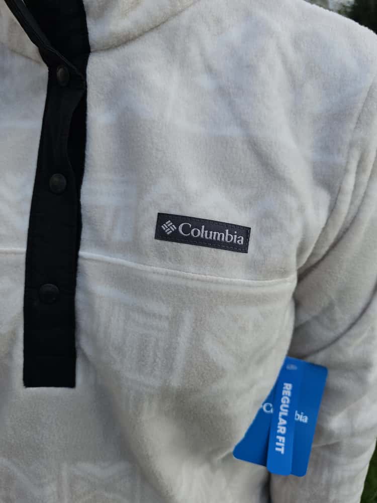 Columbia Womens Aztec Beige/White Pullover Snap Button Fleece Jumper - New With Tags