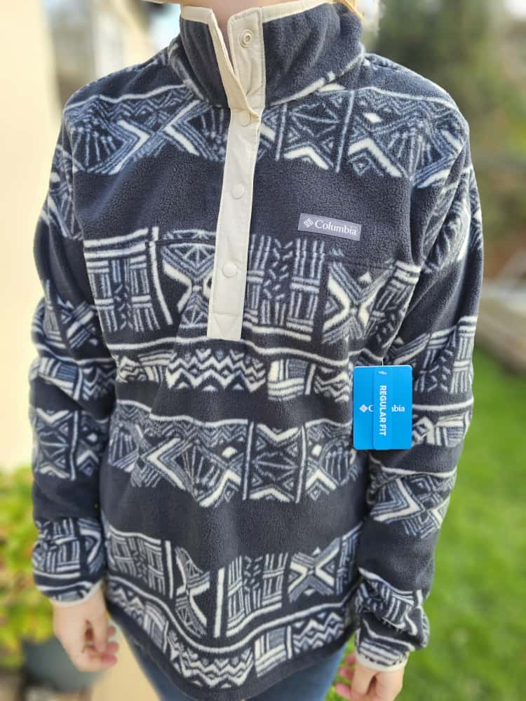 Columbia Womens Aztec Black/White Pullover Snap Button Fleece Jumper - L/Large New With Tags