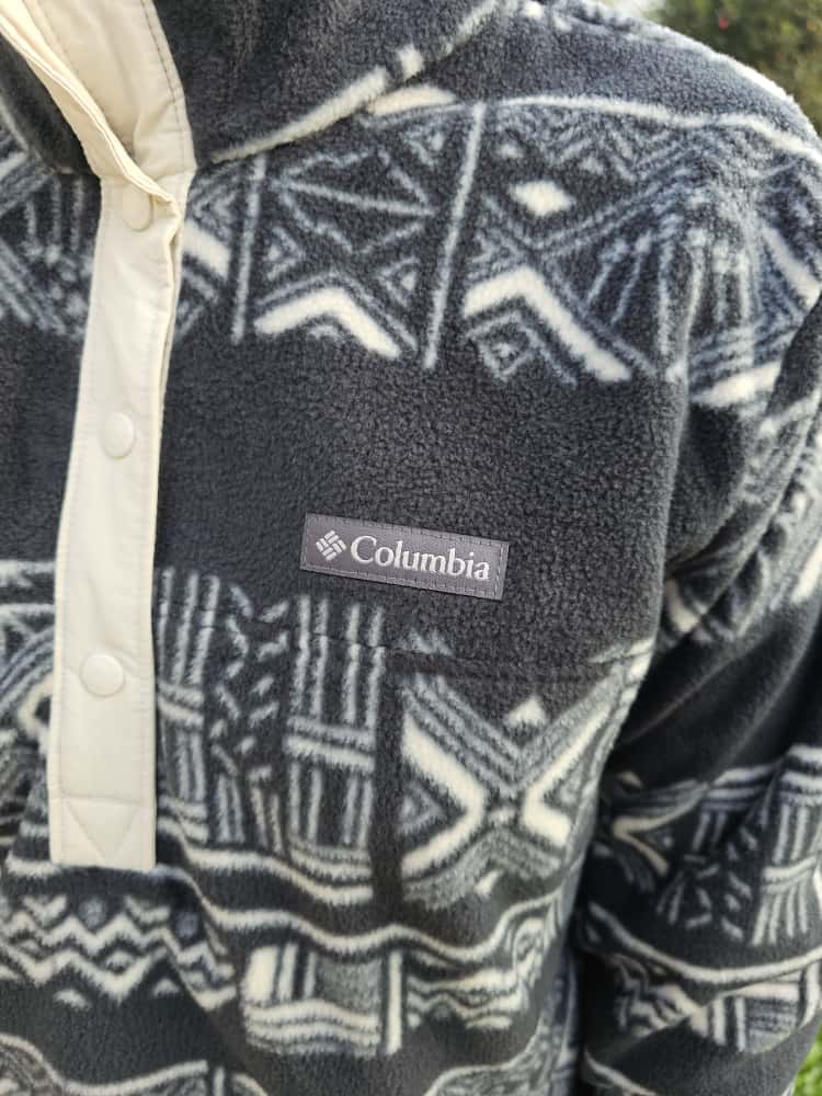 Columbia Womens Aztec Black/White Pullover Snap Button Fleece Jumper - L/Large New With Tags