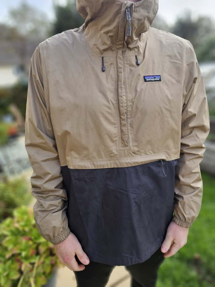 Patagonia H2NO Black/Beige Hooded Torrent Shell Pullover Waterproof WindProof Jacket/Coat - L/Large