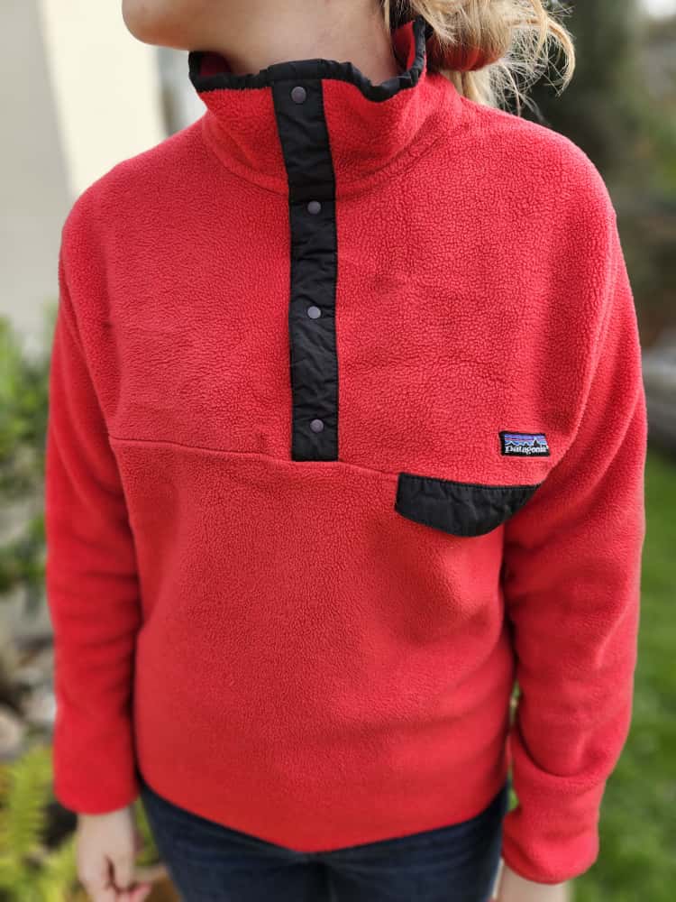 Vintage Patagonia Womens Snap Button Red Pullover Fleece Jumper 'Made In USA' - M/Medium/10