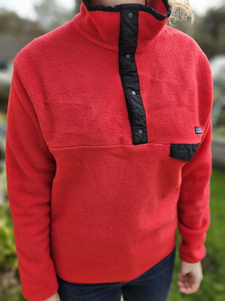 Vintage Patagonia Womens Snap Button Red Pullover Fleece Jumper 'Made In USA' - M/Medium/10