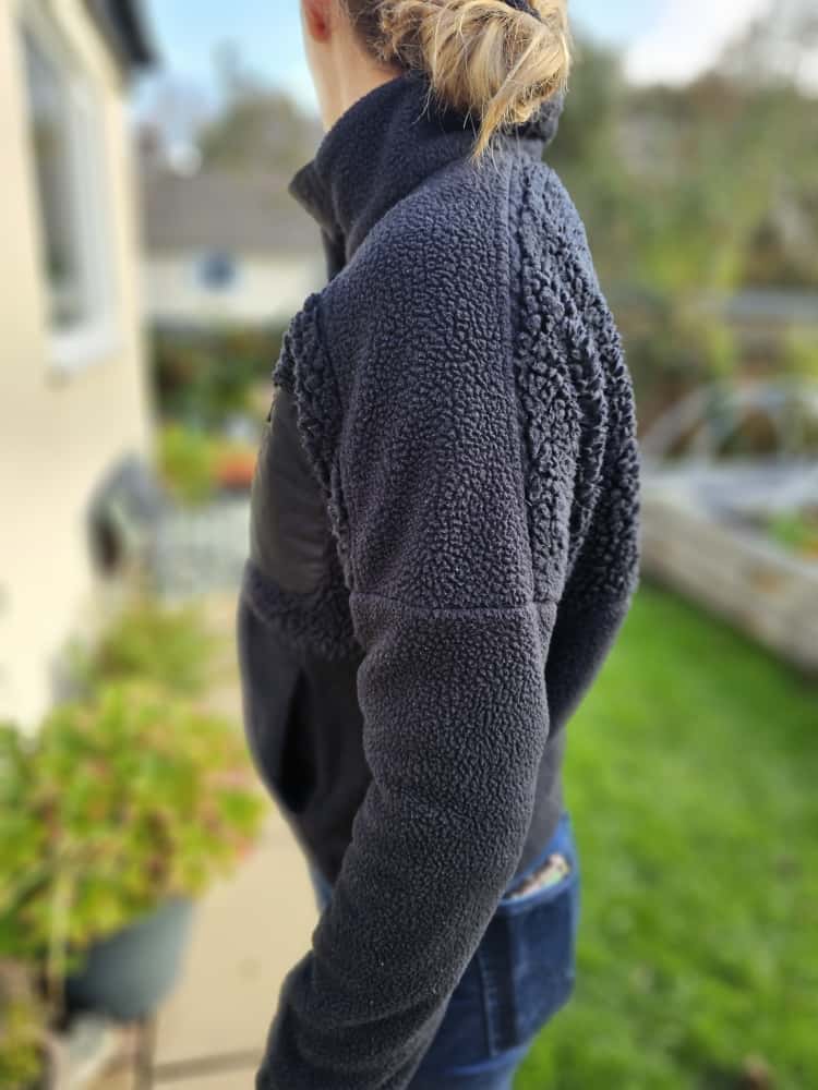 Columbia Pullover Snap Button Cropped Fleece Jumper Black - S/Small