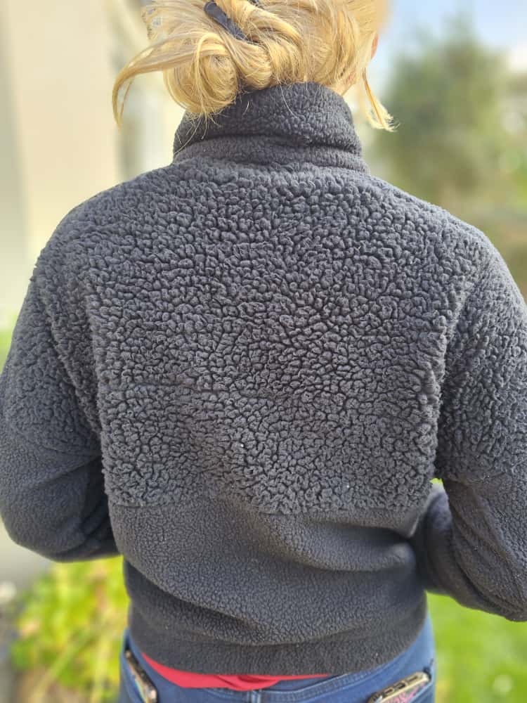 Columbia Pullover Snap Button Cropped Fleece Jumper Black - S/Small