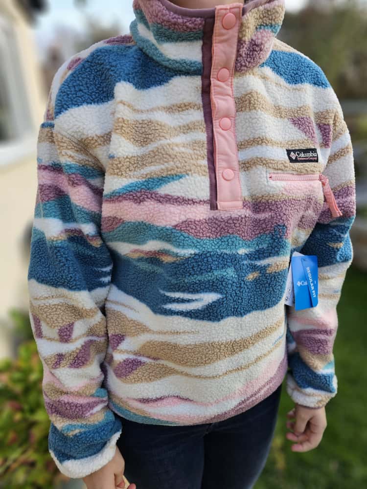 Columbia Womens Pullover Snap Button Pattern Fleece Jumper - M/Medium - BNWT
