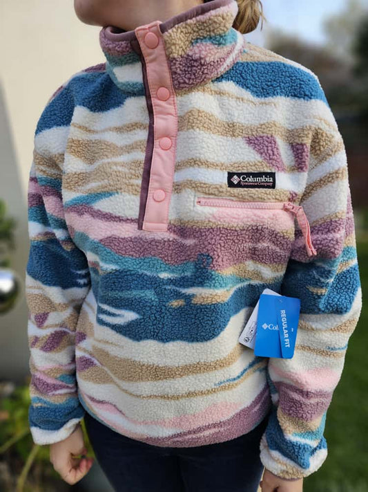 Columbia Womens Pullover Snap Button Pattern Fleece Jumper - M/Medium - BNWT