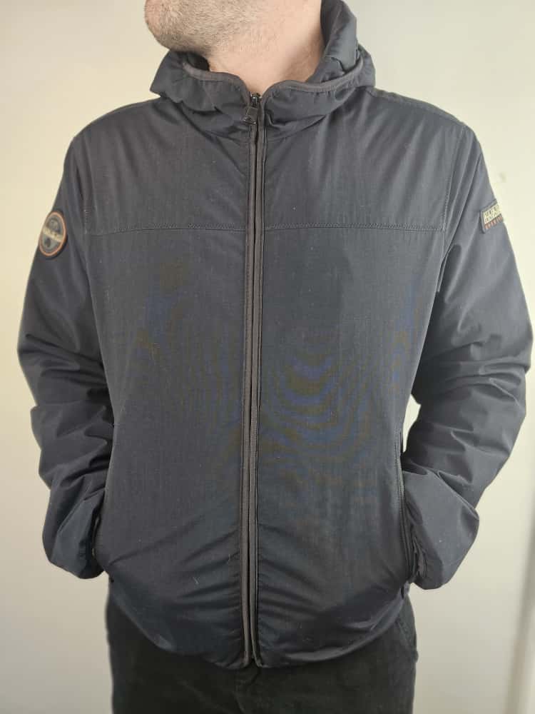 Mens Napapijri Avalon Black Full Zip Winter Hooded Jacket - L/Large