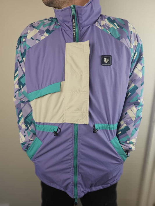 Harper & Lewis Full Zip Abstract Pattern Jacket/Coat - L/Large - Lilac/Purple - Unisex