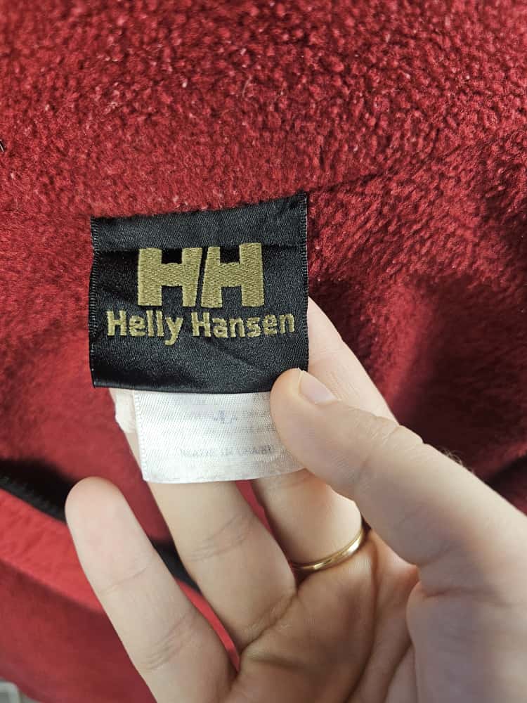 Vintage Helly Hansen Equipe 1/2 Zip Pullover Fleece Jumper - L/Large - Deep Red