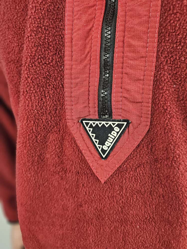 Vintage Helly Hansen Equipe 1/2 Zip Pullover Fleece Jumper - L/Large - Deep Red