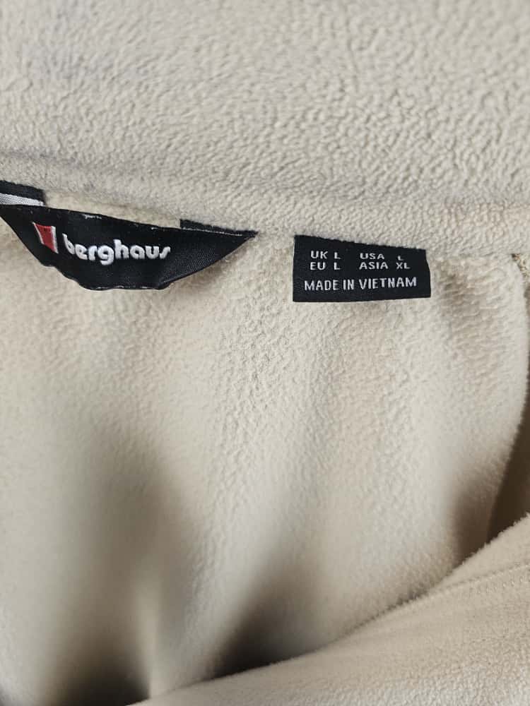 Berghaus Ascent 91 Full Zip Hooded Fleece Jacket - L/Large - Cream/Navy - Unisex