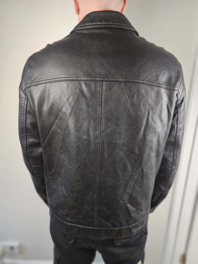 Tommy Hilfiger Mens Full Zip Black Faux Leather Jacket - L/Large