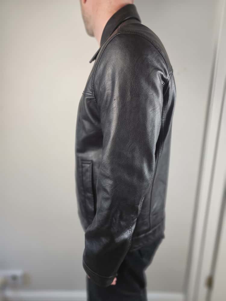 Tommy Hilfiger Mens Full Zip Black Faux Leather Jacket - L/Large