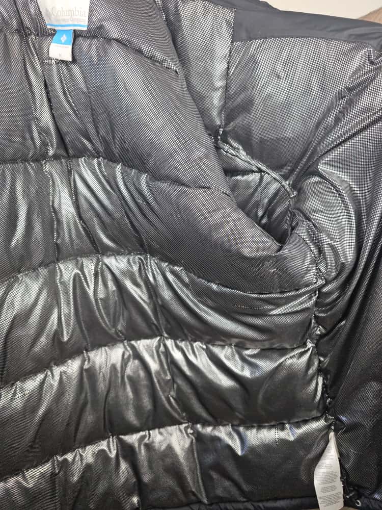 Mens Columbia Black Omni-Heat Reflective Full Zip Hooded Puffer Jacket - M/Medium