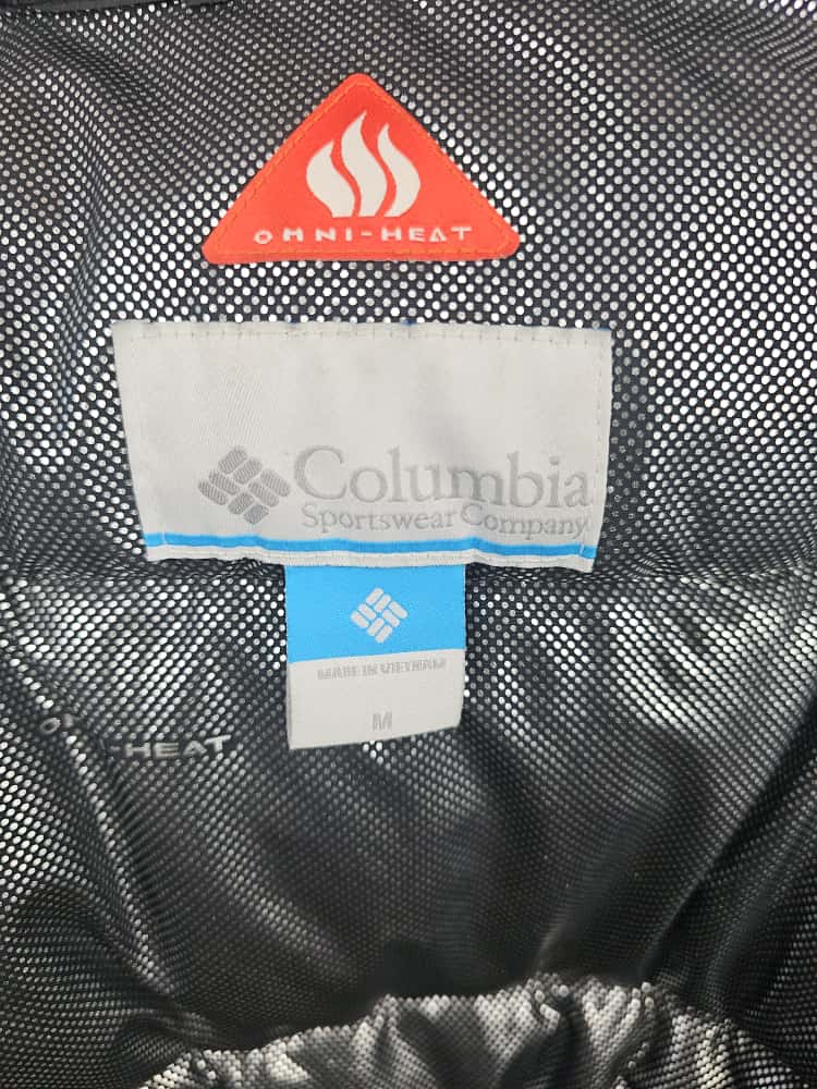 Mens Columbia Black Omni-Heat Reflective Full Zip Hooded Puffer Jacket - M/Medium