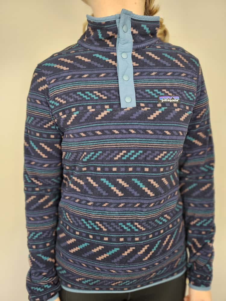 Patagonia Womens Snap Button Pullover Pattern Fleece Jumper - S/Small