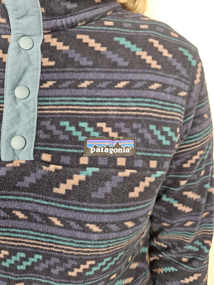 Patagonia Womens Snap Button Pullover Pattern Fleece Jumper - S/Small