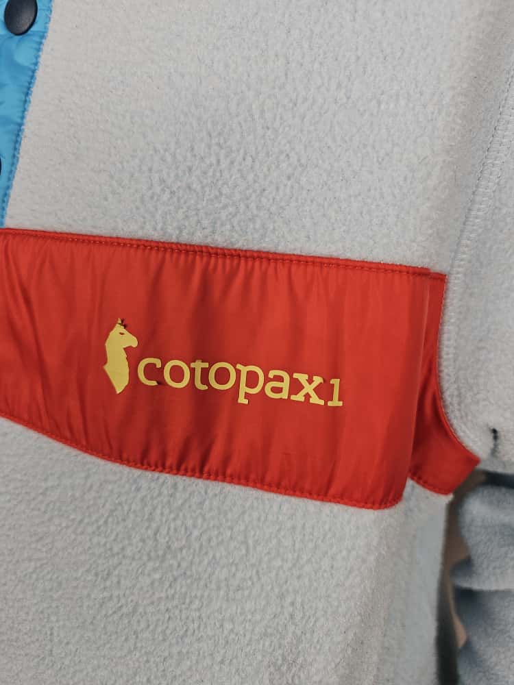Cotopaxi Snap Button Pullover Fleece Jumper Light Blue/Red - L/Large