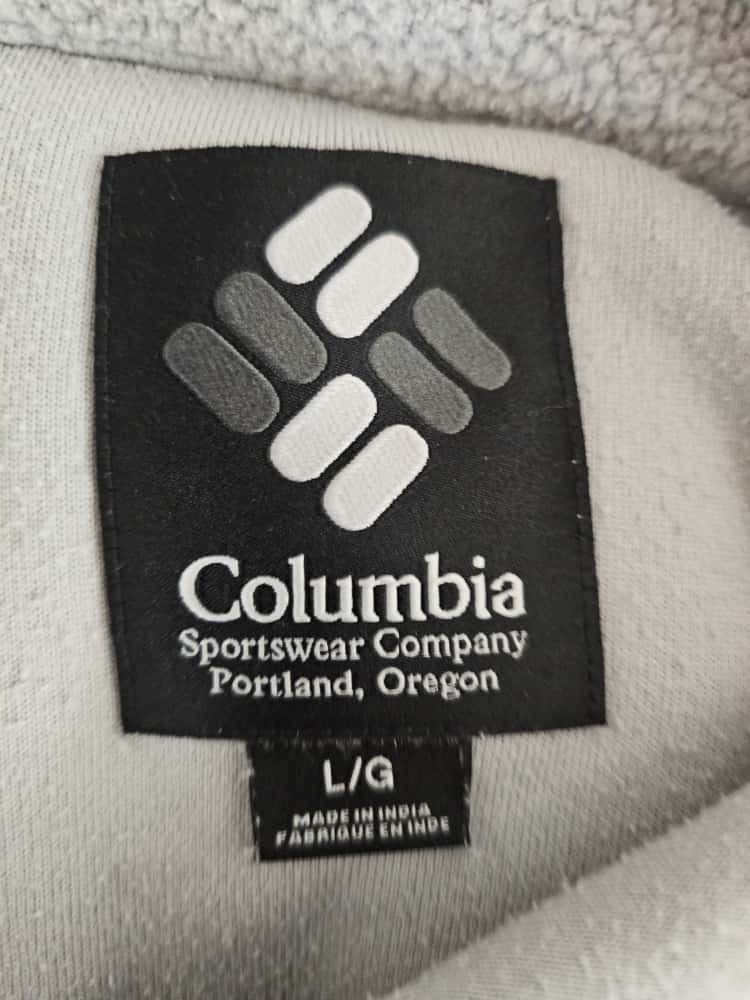 Columbia Grey Pullover Snap Button Fleece Jumper - L/Large