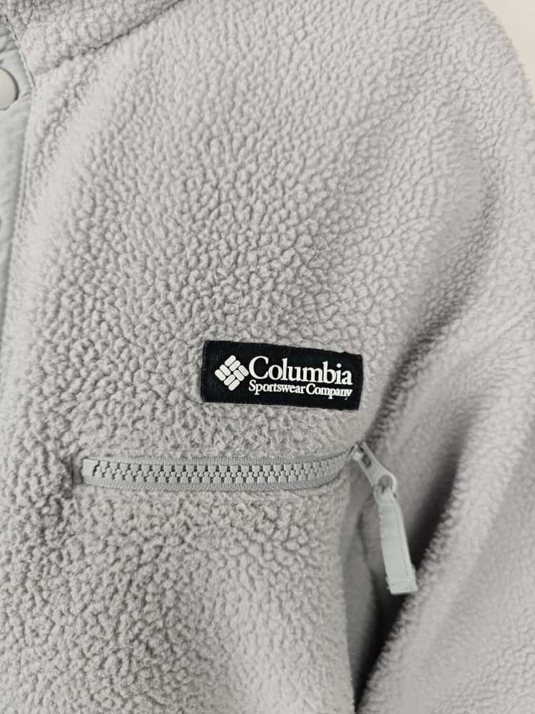 Columbia Grey Pullover Snap Button Fleece Jumper - L/Large