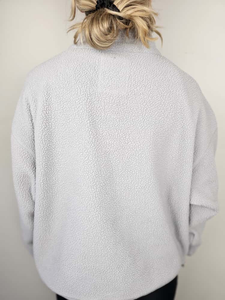 Columbia Grey Pullover Snap Button Fleece Jumper - L/Large