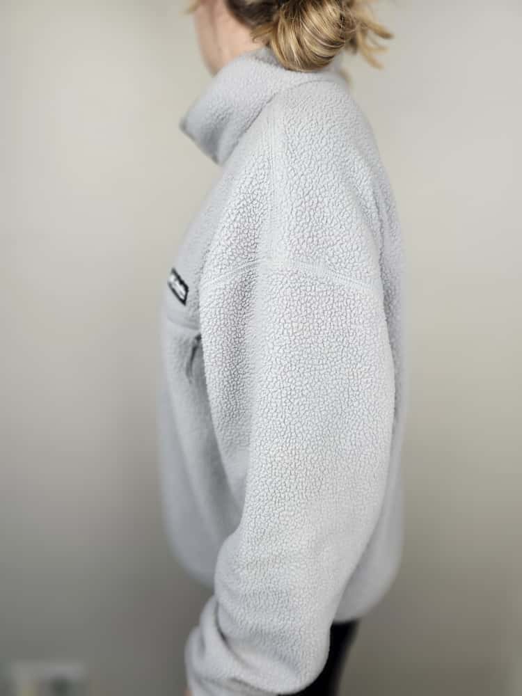 Columbia Grey Pullover Snap Button Fleece Jumper - L/Large