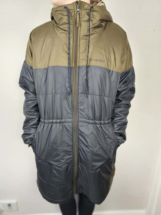 Columbia Flash Challenger Sherpa Fleece Lined Water Resistant Long 3/4 Jacket/Coat - L/Large - Khaki