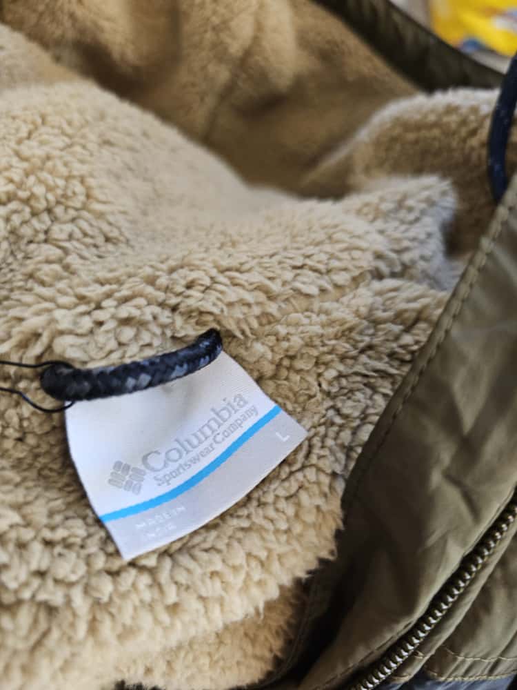 Columbia Flash Challenger Sherpa Fleece Lined Water Resistant Long 3/4 Jacket/Coat - L/Large - Khaki