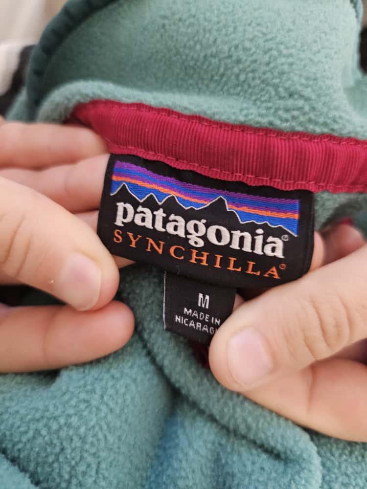Patagonia Synchilla Snap Button Pullover Fleece Jumper - M/Medium - Aqua Green/Lime Green