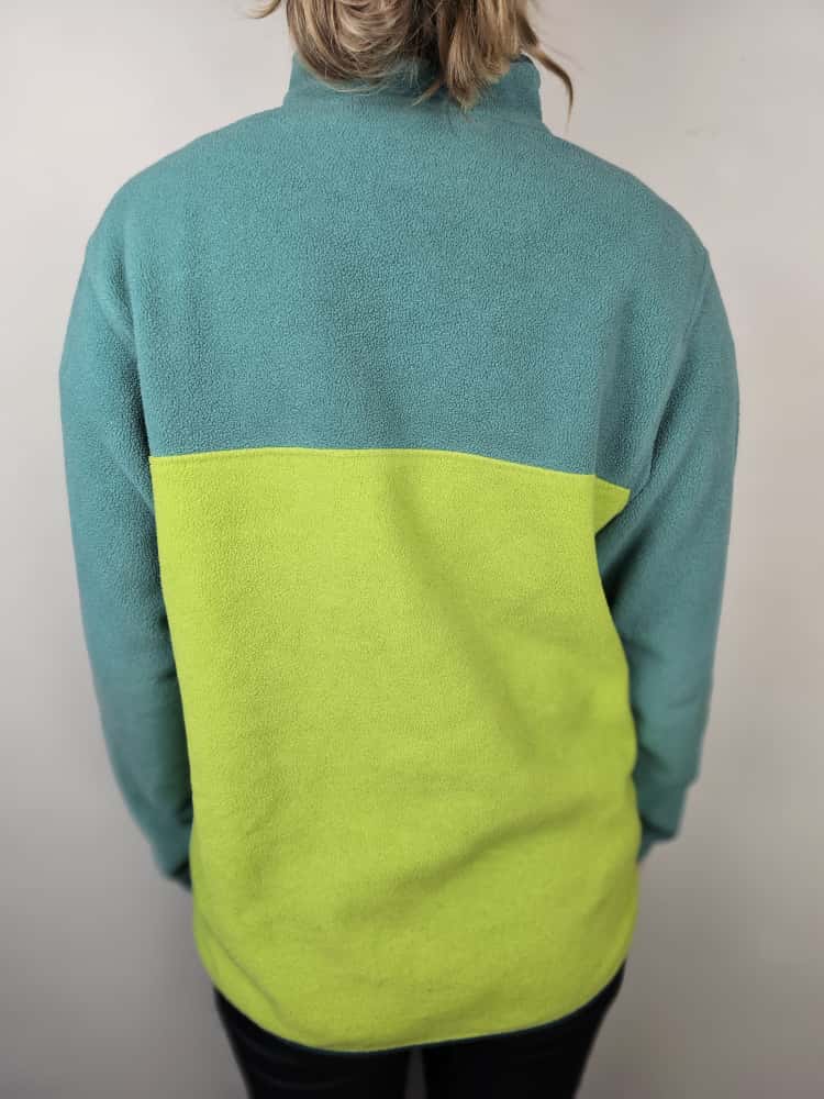 Patagonia Synchilla Snap Button Pullover Fleece Jumper - M/Medium - Aqua Green/Lime Green