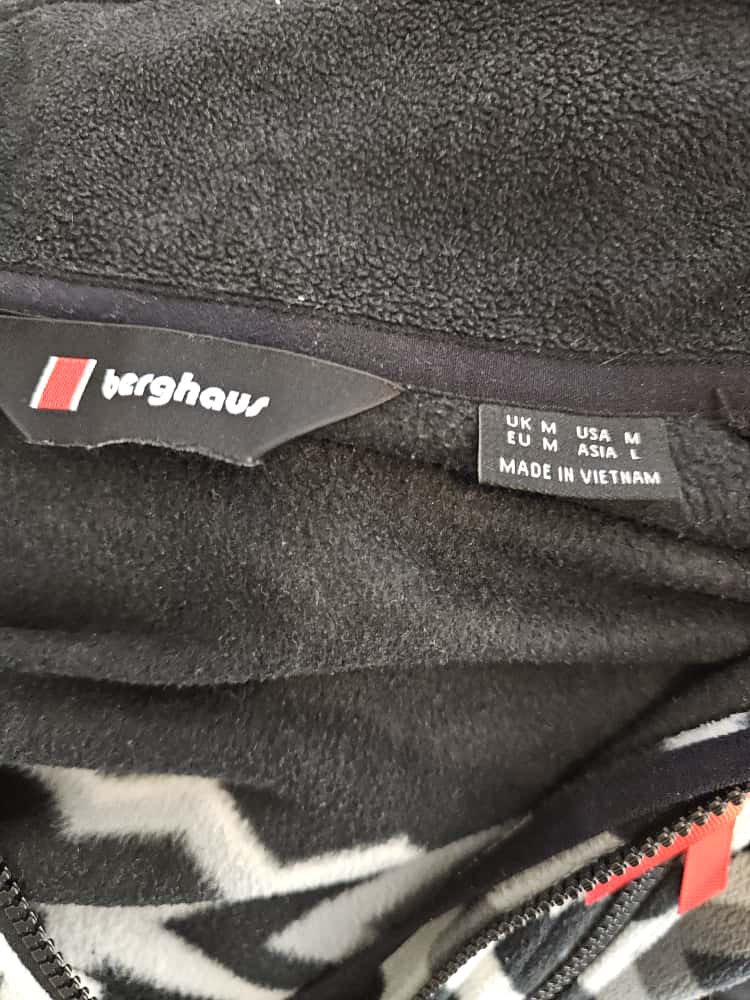 Berghaus Unisex Prism Printed Trango 1/2 Zip Fleece Jumper - Black / Grey - M/Medium