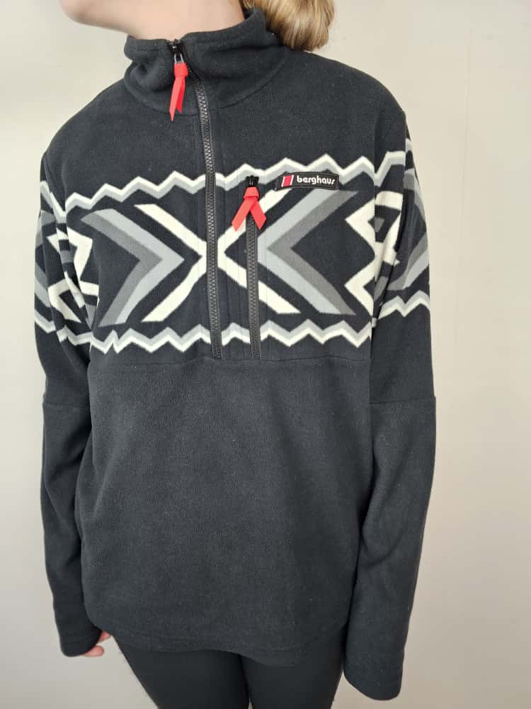 Berghaus Unisex Prism Printed Trango 1/2 Zip Fleece Jumper - Black / Grey - M/Medium