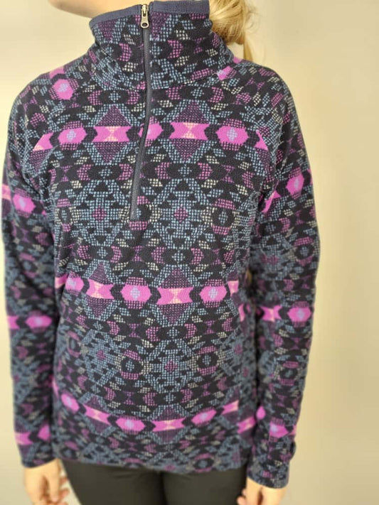 Columbia Pullover 1/4 Zip Lightweight Aztec/Geo Fleece Jumper - L/Large