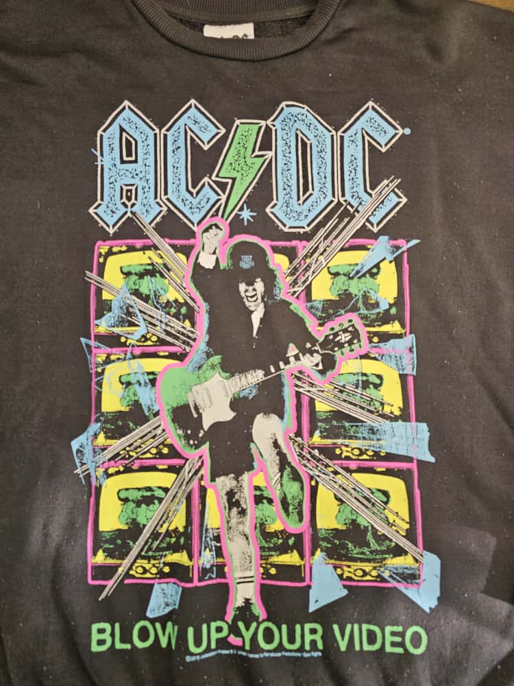 ACDC 'Blow Up Your Video' Black Printed Pullover Jumper Sweatshirt - XL/Extra Large