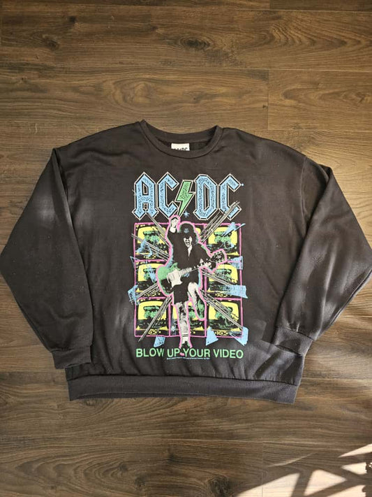 ACDC 'Blow Up Your Video' Black Printed Pullover Jumper Sweatshirt - XL/Extra Large