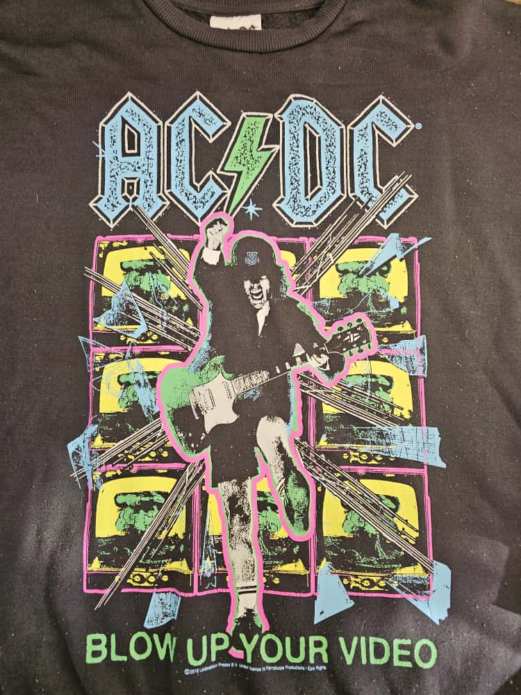 ACDC 'Blow Up Your Video' Black Printed Pullover Jumper Sweatshirt - XL/Extra Large