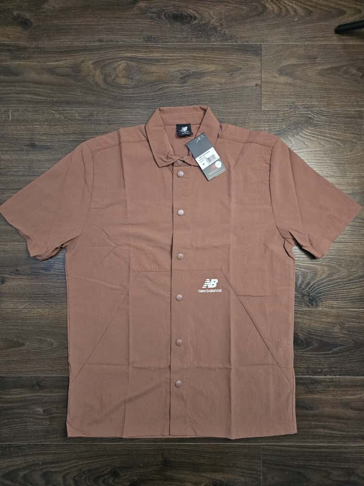 New Balance Mens Co-Ord Short Sleeve Shirt & Tracksuit Bottoms Activewear Set - M/Medium - Brown