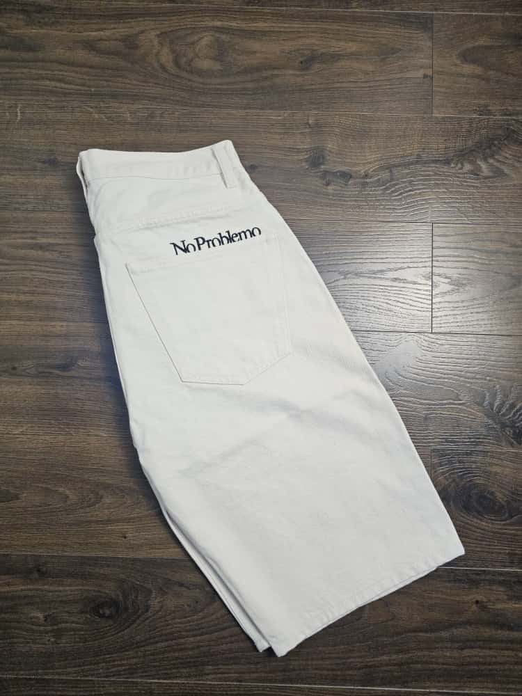 No Problemo Mens Jean Jorts Shorts - Off White - W34/L13
