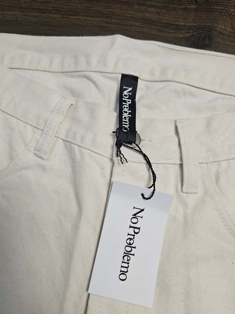 No Problemo Mens Jean Jorts Shorts - Off White - W34/L13