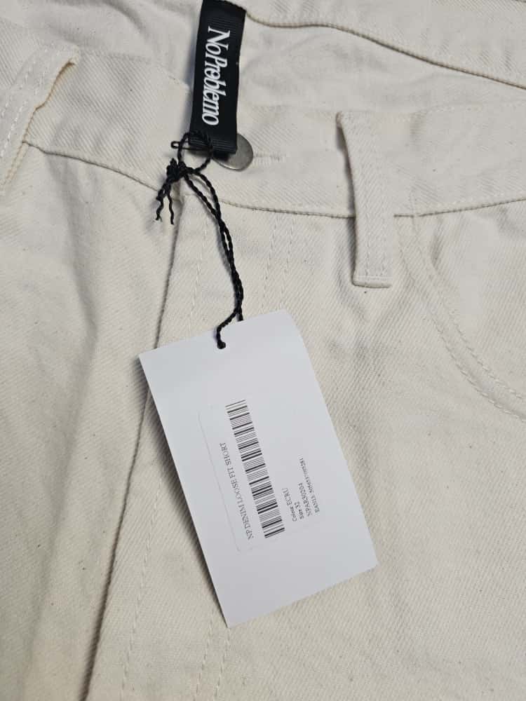No Problemo Mens Jean Jorts Shorts - Off White - W34/L13