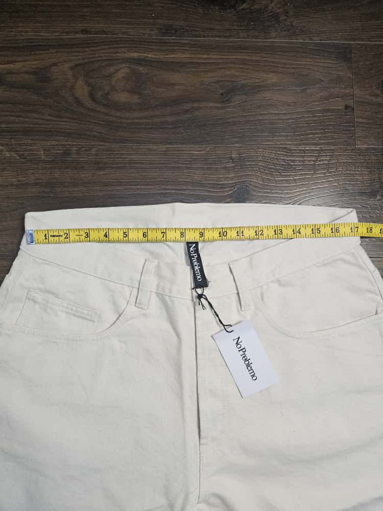No Problemo Mens Jean Jorts Shorts - Off White - W34/L13