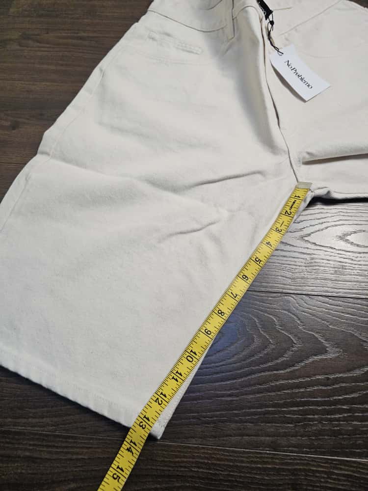 No Problemo Mens Jean Jorts Shorts - Off White - W34/L13