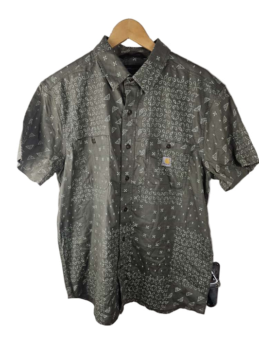 Mens Carhartt Rugged Flex Loose Fit Short Sleeve Khaki Pattern Shirt - L/Large Tall - NWOT